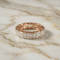 0.5 Ct Asscher Full Eternity Shared Prong Band Ring