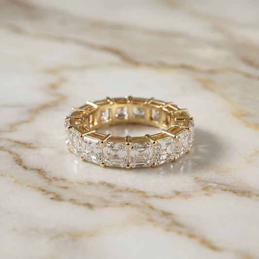 0.5 Ct Asscher Full Eternity Shared Prong Band Ring
