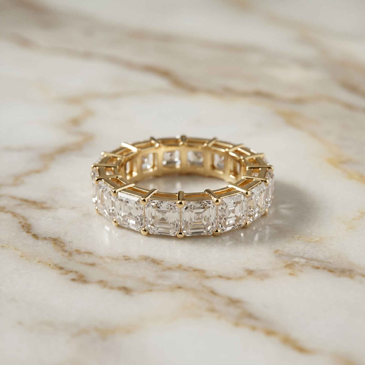 0.5 Ct Asscher Full Eternity Shared Prong Band Ring