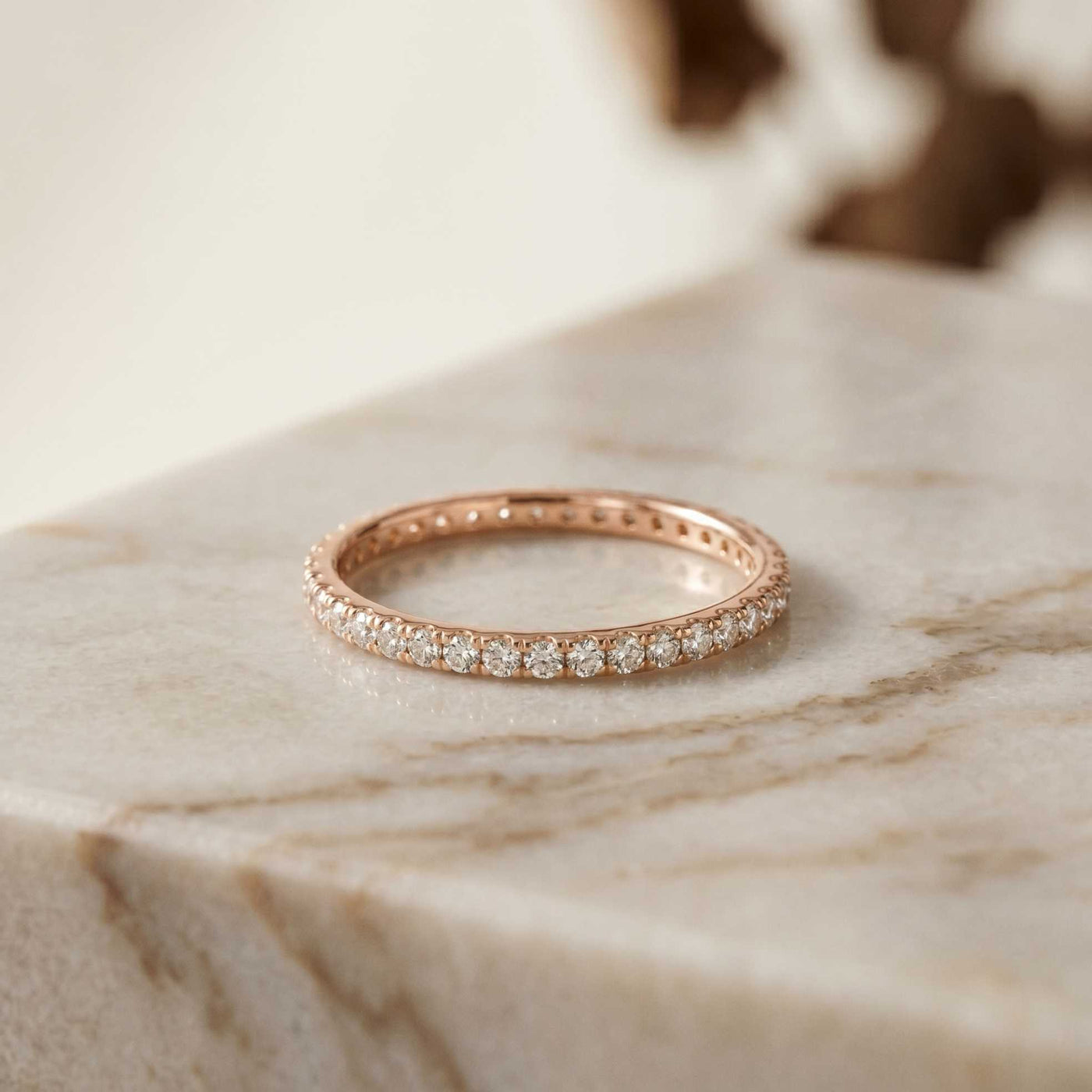 0.12 Ct Round Cut Full Eternity Slim Band Ring
