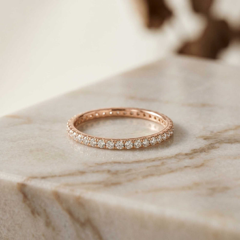 0.12 Ct Round Cut Full Eternity Slim Band Ring