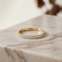 0.12 Ct Round Cut Full Eternity Slim Band Ring
