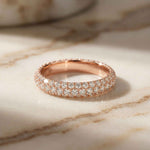 1.50 Ct Round Cut Multi Row Pavé Wide Band Ring