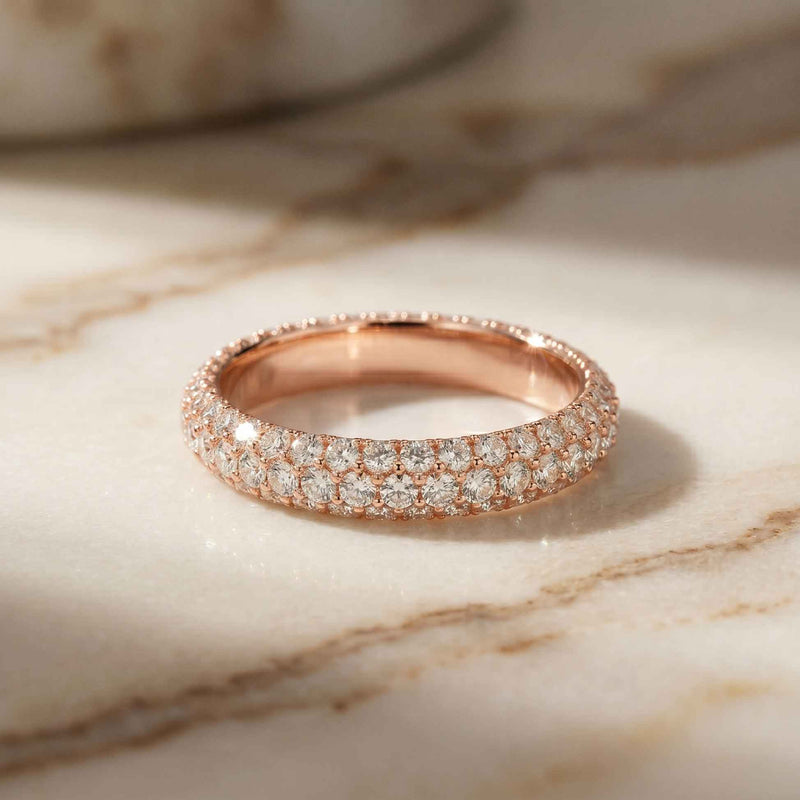 1.50 Ct Round Cut Multi Row Pavé Wide Band Ring