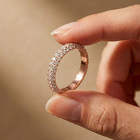 1.50 Ct Round Cut Multi Row Pavé Wide Band Ring
