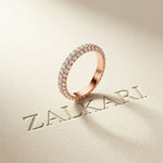 1.50 Ct Round Cut Multi Row Pavé Wide Band Ring