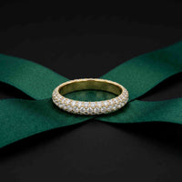 1.50 Ct Round Cut Multi Row Pavé Wide Band Ring