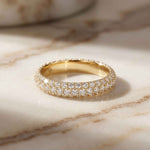 1.50 Ct Round Cut Multi Row Pavé Wide Band Ring