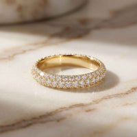 1.50 Ct Round Cut Multi Row Pavé Wide Band Ring
