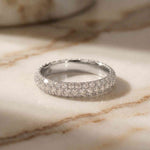 1.50 Ct Round Cut Multi Row Pavé Wide Band Ring