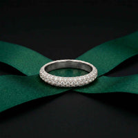 1.50 Ct Round Cut Multi Row Pavé Wide Band Ring
