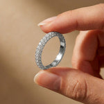 1.50 Ct Round Cut Multi Row Pavé Wide Band Ring