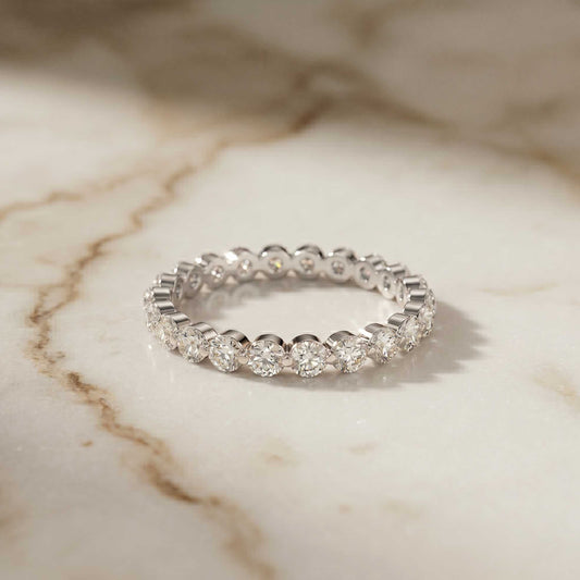 0.06 Ct Round Cut Full Eternity Bezel Set Band Ring