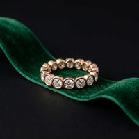 0.16 Ct Round Cut Bezel Set Minimal Band Ring