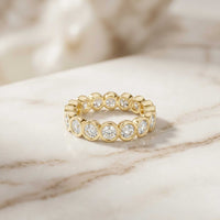 0.16 Ct Round Cut Bezel Set Minimal Band Ring