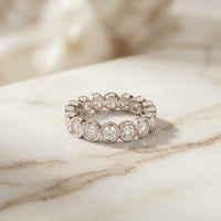 0.16 Ct Round Cut Bezel Set Minimal Band Ring