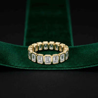 0.20 Ct Emerald Cut Bezel Set Sleek Band Ring