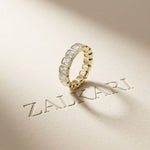0.20 Ct Emerald Cut Bezel Set Sleek Band Ring