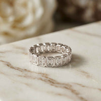 0.20 Ct Emerald Cut Bezel Set Sleek Band Ring
