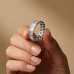 0.20 Ct Emerald Cut Bezel Set Sleek Band Ring