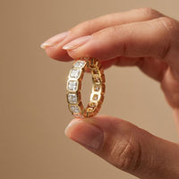 0.20 Ct Asscher Cut Full Bezel Sleek Band Ring