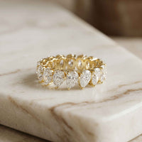 0.4 Ct Pear Cut Full Eternity Prong Set Band Ring