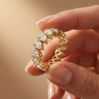 0.4 Ct Pear Cut Full Eternity Prong Set Band Ring