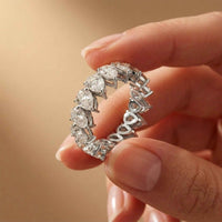 0.4 Ct Pear Cut Full Eternity Prong Set Band Ring