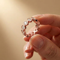 0.23 Ct Oval Cut Full Eternity Bezel Set Band Ring