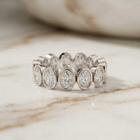0.23 Ct Oval Cut Full Eternity Bezel Set Band Ring