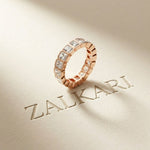 0.18 Ct Radiant Cut Full Bezel Geometric Eternity Band
