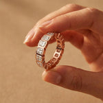 0.18 Ct Radiant Cut Full Bezel Geometric Eternity Band