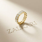 0.18 Ct Radiant Cut Full Bezel Geometric Eternity Band