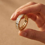 0.18 Ct Radiant Cut Full Bezel Geometric Eternity Band