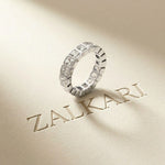 0.18 Ct Radiant Cut Full Bezel Geometric Eternity Band