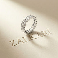 0.18 Ct Radiant Cut Full Bezel Geometric Eternity Band