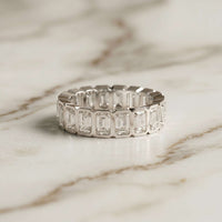 0.18 Ct Radiant Cut Full Bezel Geometric Eternity Band