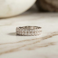 0.5 Ct Round Cut Moissanite Double Row Eternity Band