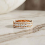 0.05 Ct Round Cut Moissanite Pavé Dome Statement Band