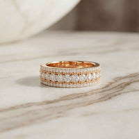0.05 Ct Round Cut Moissanite Pavé Dome Statement Band