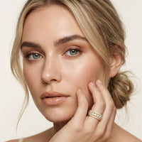 0.05 Ct Round Cut Moissanite Pavé Dome Statement Band