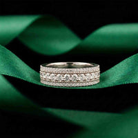 0.05 Ct Round Cut Moissanite Pavé Dome Statement Band
