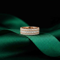 0.08 Ct Princess Cut Moissanite Triple Row Eternity Band