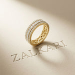 0.08 Ct Princess Cut Moissanite Triple Row Eternity Band