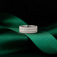 0.08 Ct Princess Cut Moissanite Triple Row Eternity Band
