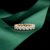 0.27 Ct Heart Cut Moissanite Shared Prong Eternity Band Ring