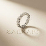 0.27 Ct Heart Cut Moissanite Shared Prong Eternity Band Ring