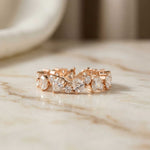 0.18 Ct Pear & Round Moissanite Alternating Eternity Band Ring