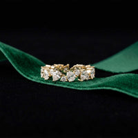 0.18 Ct Pear & Round Moissanite Alternating Eternity Band Ring