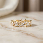 0.18 Ct Pear & Round Moissanite Alternating Eternity Band Ring